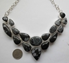 Stunning Bold Snowflake Obsidian Sterling Silver Necklace Collar 