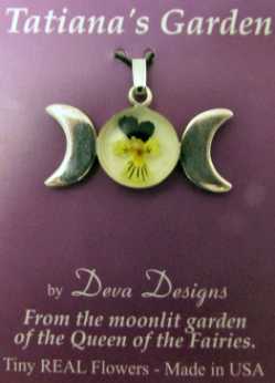 Tatiana's Garden Triple Moon Pendant Pansy 