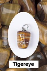 Tiger Eye Wire Wrapped Pendant  For strength energy and agility 