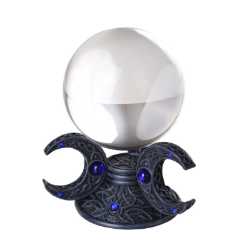 Triple Moon Gazing Crystal Ball Broom and Cauldron 