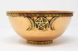 Triple Moon Pentacle Copper Offering Bowl 3" D  Triple Moon Pentacle Copper Offering Bowl 
