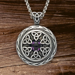 Wonderful Triquetra Pendant with Amethyst Charmed Symbol with chain