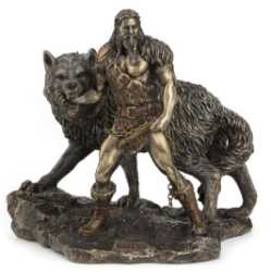 Tyr with Fenrir Statue Tyr with Fenrir Statue, Norse God, Tyr