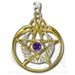 Vermeil Crescent Moon Pentacle Pendant with Circle and Stone Dryad Designs by Paul Borda  - TPV1608