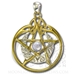 Vermeil Crescent Moon Pentacle Pendant with Circle and Stone Dryad Designs by Paul Borda  - TPV1608