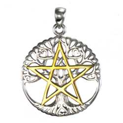 Vermeil Cut Out Tree Pentacle Pendant    