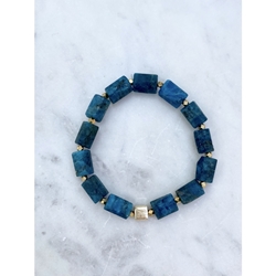 Vibrant Blue Apatite Semi Precious Stretch Gemstone Bracelet   Vibrant Blue Apatite Semi Precious Stretch Gemstone Bracelet  