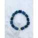 Vibrant Blue Apatite Semi Precious Stretch Gemstone Bracelet   - CAGBA