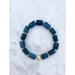 Vibrant Blue Apatite Semi Precious Stretch Gemstone Bracelet   - CAGBA