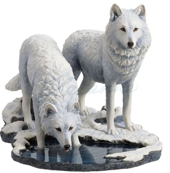 Winter Warriors Two Wolves Statue by Lisa Parker