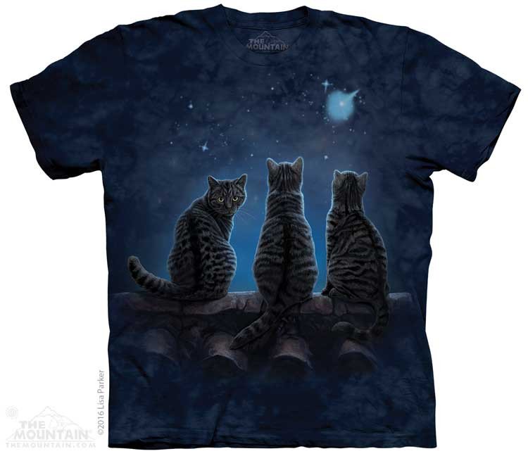 Wish Upon a Star Three Black Cats Tee Shirt by Lisa Parker 