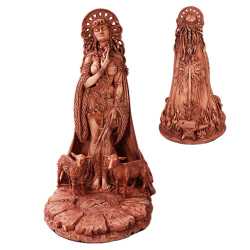 Wood Finish Celtic Mother Goddess Brigid Statue by Maxine Miller Wood Finish Celtic Mother Goddess Brigid Statue by Maxine Miller, Brigit Statue