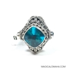 Size 9- Sterling Silver 3 Stone Blue Topaz Ring by Sarda 