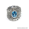Size 9- Sterling Silver Blue Topaz Ring by Sarda 
