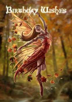 Autumn Fairy Anne Stokes Birthday Card 