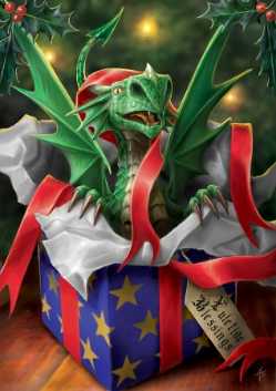 Surprise Gift Yule Card by Anne Stokes 