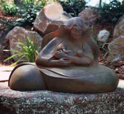 Mother and Child Scupture in Rust Finish 