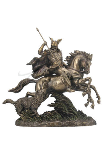 Odin Riding Sleipnir Followed By Wolf  