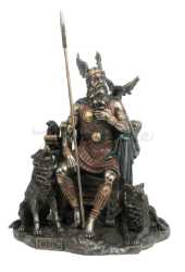 Odin Sitting With Wolves And Crows Norse Statue 