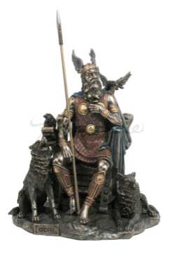 Odin Sitting With Wolves And Crows Norse Statue 