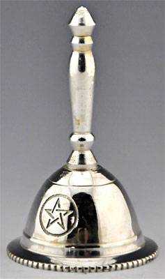 PENTACLE SILVER PLATED ALTAR BELL 024- 3"H 