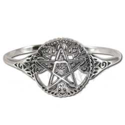 Sterling Silver Tree Pentacle Bracelet Cuff 