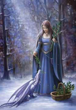 Solstice Gathering Dragon Yule Card by Anne Stokes 