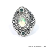 Size 9- Sterling Silver Moonestone Green Tourmaline Ring 