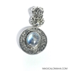 Sterling Silver Moonstone Pendant 1 1/4 inches Total Size 