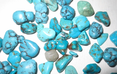 Turquoise Chips, Tumbled and Polished 
