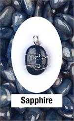 Sapphire Wire Wrap Pendant Awareness, discipline, inner strength 
